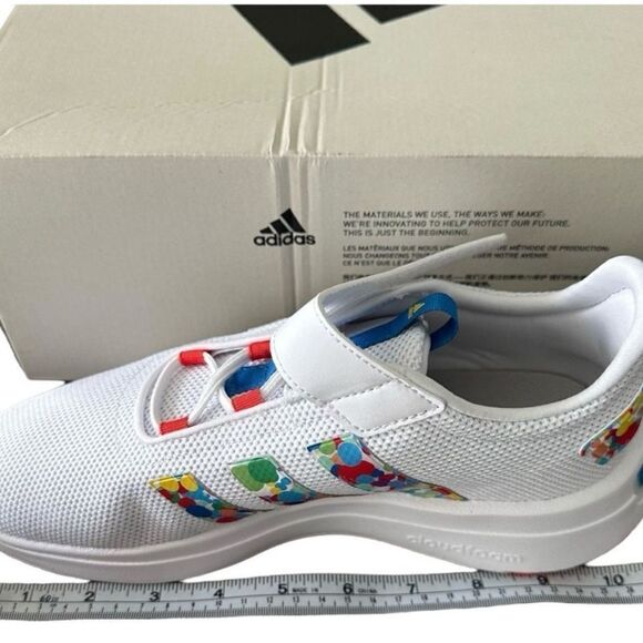 Adidas Racer TR 23 EL Big Kids 6.5 ID7920 White with Geometric Designs - Picture 8 of 12